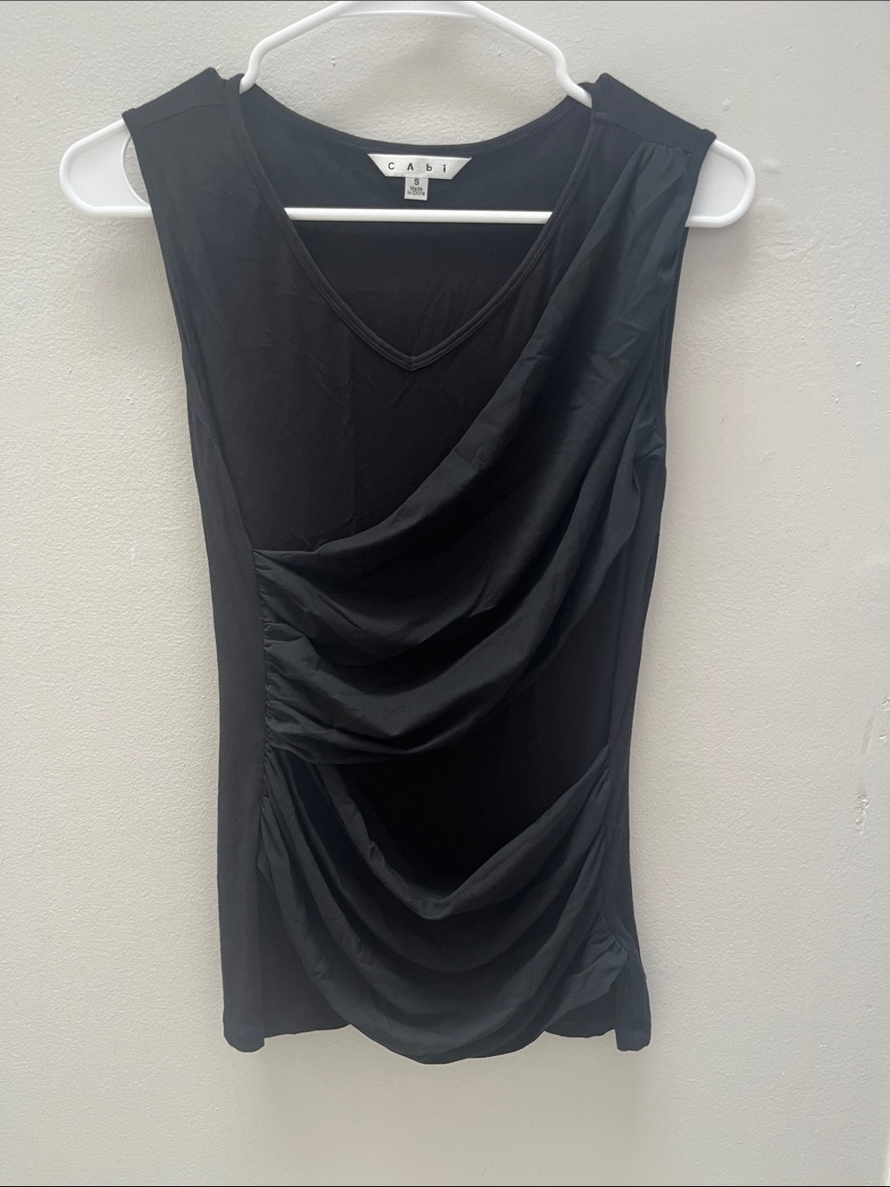 CAbi Black Draped V-Neck Tank